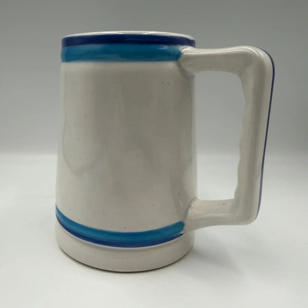 Cabo Wabo Cantina Beer Stein Mug Blue White Lighthouse Ceramic Cat-Mex Mexico